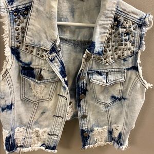 Chiloe Distressed Denim Vest with Bling!  A must!